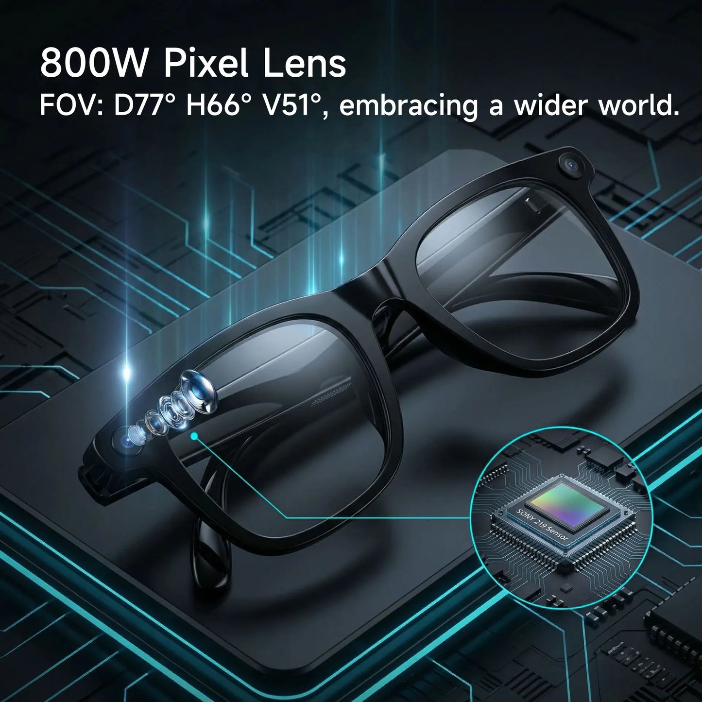JEYUIN Smart Bluetooth Audio Glasses: Hands-Free Vlogging, Photo & Video Capture with Real-Time Translation - Ideal Wearable Camera Eyewear for Travel, Outdoor Activities, and Everyday Use - Compatible with iPhone and Android
