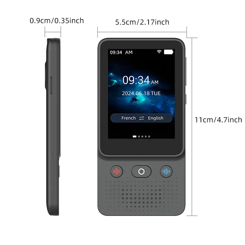 Funnypanda AI Language Touchscreen Translator Device 138+ Languages Real-Time Voice Photo Translation Offline Mode Touchscreen Tech Gadgets Rechargeable Mic Language Learners for Voice Dialogue Translation for Travel, Meetings, Immigration, Study Abroad D