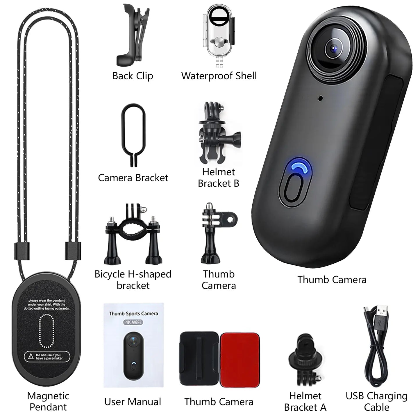 NUISK Thumb Action Camera, Portable POV Body Cam, Ultra Compact, Hands-Free, Compact Magnetic Sports Camera,. Ideal for Cycling, Pets, Vlogging. Supports U3+ Card, Waterproof. Perfect Gift for Beginners. Spring Renewal. Tiktokshopspringglowup Summerwins
