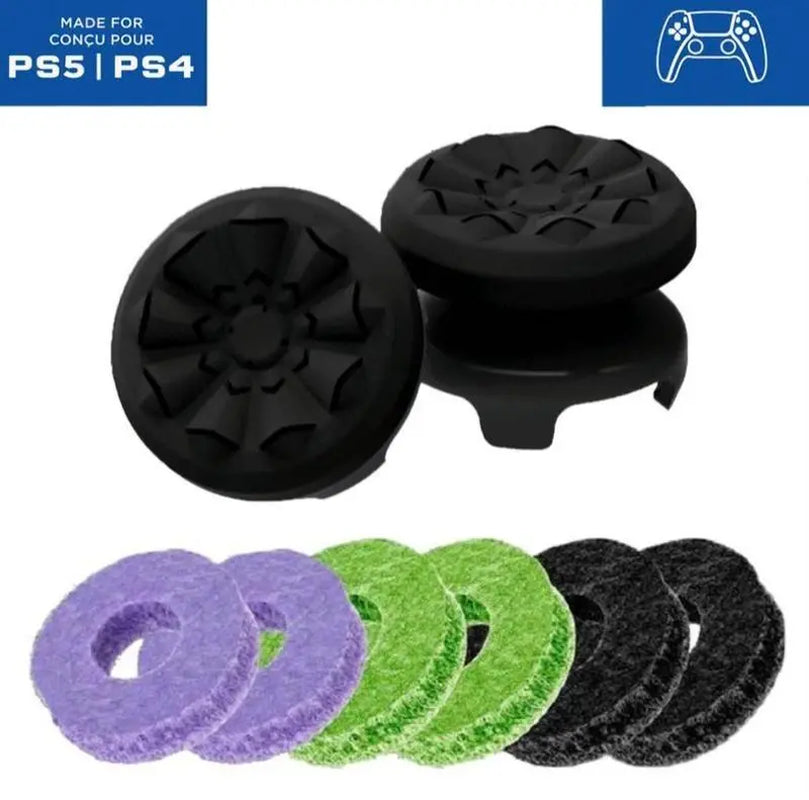Precision Rings Thumbstick Aim Enhancement Kit for PlayStation 5 Controllers | Purple-Black Silicone Rubber Thumbsticks | 6-Piece Joystick Precision Rings for FPS Gaming