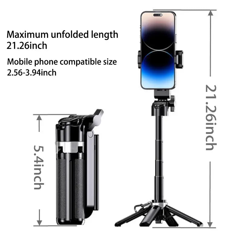 2026 5-in-1 Mini Wireless Selfie Stick - 360° Rotatable, Compact Design, Bluetooth-Controlled, 21.2-Inch Telescopic, Versatile Handheld Stabilizer, Phone Stand, and Tripod for Mobile Vlogging by Summerwins