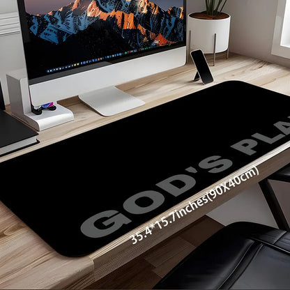 Black God'S Plan Design Extra Large Gaming Mouse Pad,Aesthetic Desktop Drotection Pad,Washable Rubber Pad Non-Slip Lock Edge Multi-Size Mouse Pad Suitable for Home Office,Good Gift for Family and Friends, Extended Mousepad, Desktop Accessory
