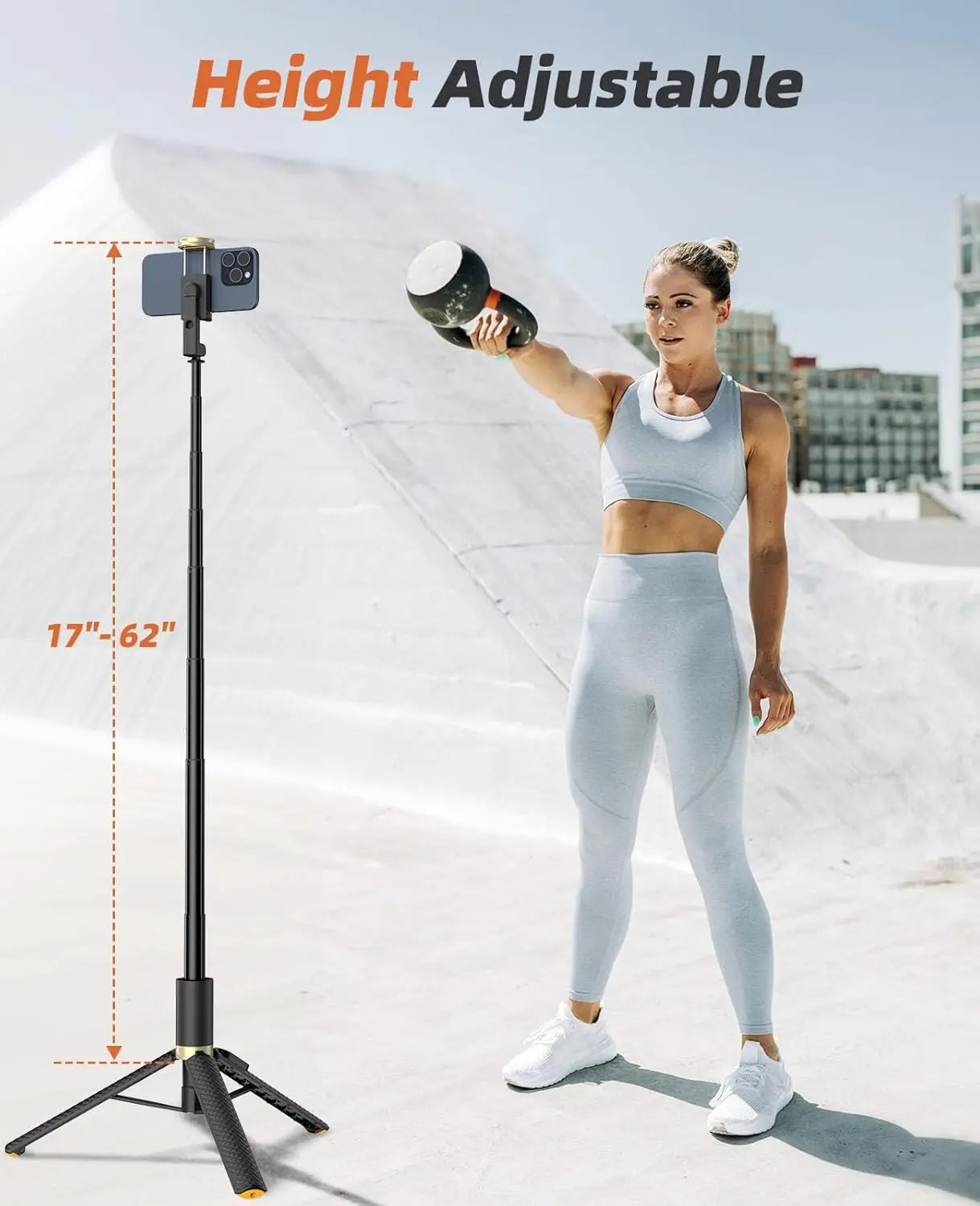 62-Inch Adjustable Phone Tripod and Selfie Stick with Remote Control - Lightweight and Portable Stand for iPhone and Android, Ideal for Selfies, Video Recording, and Vlogging