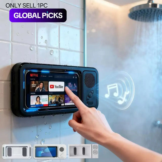Waterproof Mobile Phone Holder with 360° Rotating Touch Screen for Shower and Pool Use - Ideal for Watching Movies and Listening to Music