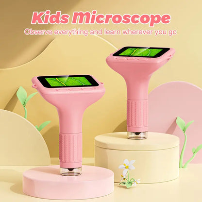 ASPOVEN 4K Upgraded Mini Pocket Digital Microscope with 3" Screen, Rechargeable Educational Tool for Children Ages 4-12, Ideal STEM Learning Gift for Boys and Girls