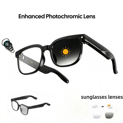 Smart AI Camera Glasses with 8MP Photochromic Lenses, Touch Button Adjustment for Hands-Free Photography, Real-Time Translation in 160+ Languages, Bluetooth Connectivity, and UV Protection for Outdoor Adventures