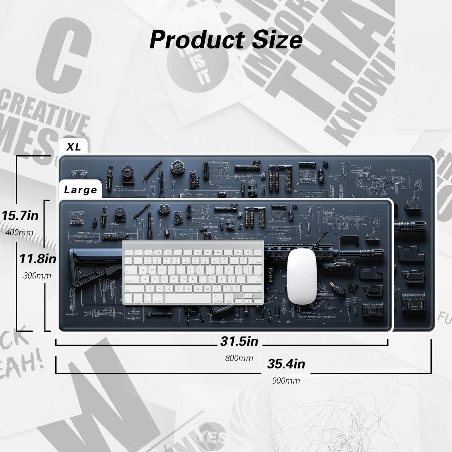 BHJLAXR Creative Rectangular Mouse Pad, 1-Piece Non-Slip Washable Mouse Mat with Rubber Base, Decorative Desk Pad, Non Slip Mousepad for Home, School and Office, Desk Accessories