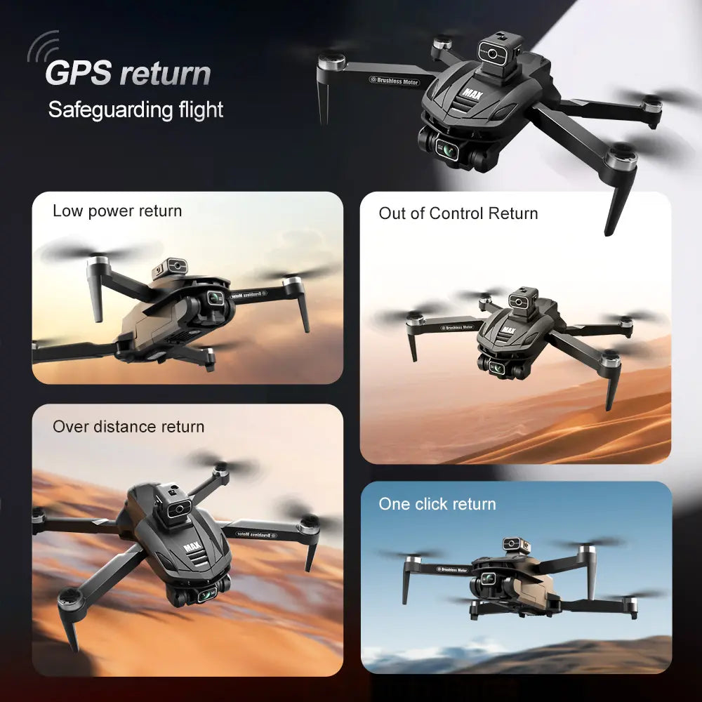 2026 New!!!!! V168 Pro Max Drone, Equipped with Front 4K HD Camera, Brushless Motor, GPS Return, Gesture Control, 4.5Inch Screen Remote Control Quadcopter.360°Scrolling, Dual Lens, Foldable Design, Drone GPS.684 Inch Height,