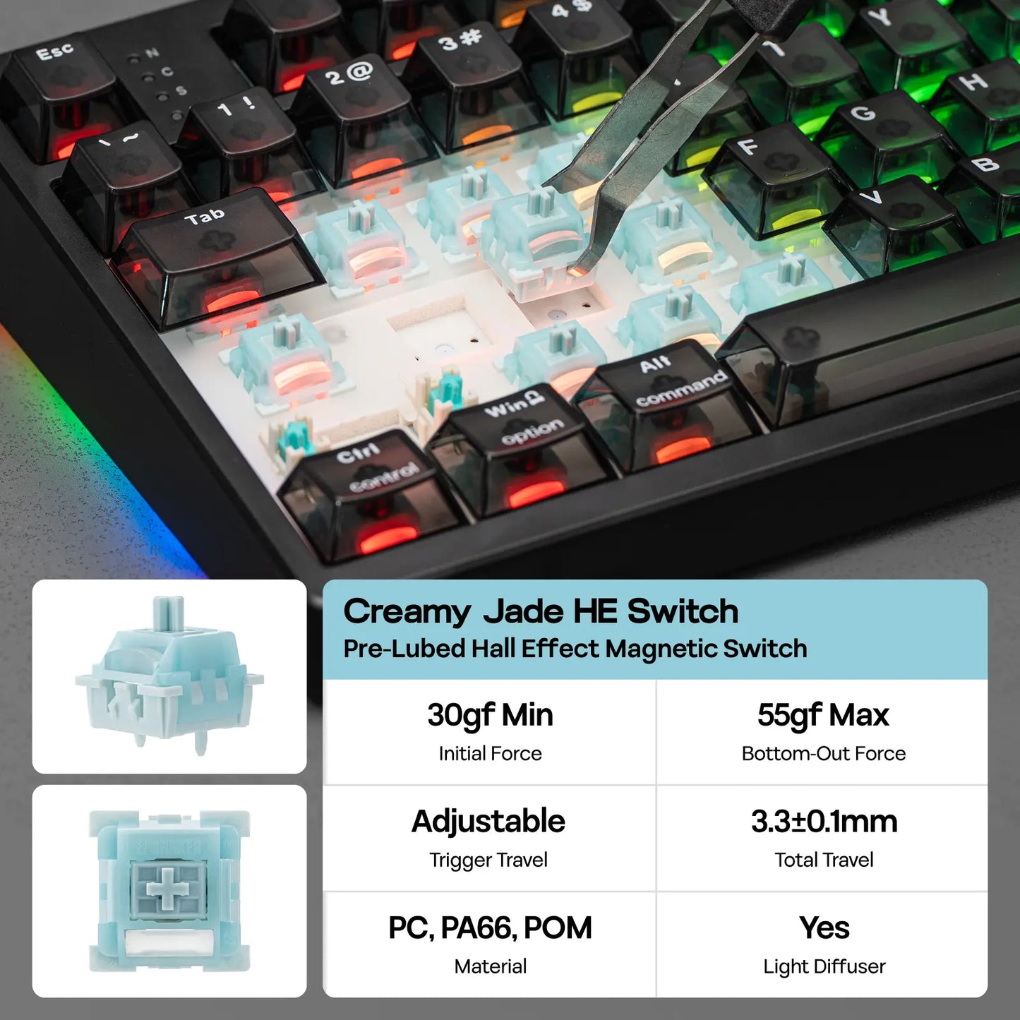 EPOMAKER HE108 Wireless Gaming Keyboard, 8K Polling & 10000Mah, SOCD & DKS, Full-Sized Hall Effect Keyboard with Rapid Triggering, Custom Driver RGB Backlit PBT Keycap Gaming Accessories Keyboards for Gaming Dealsforyoudays