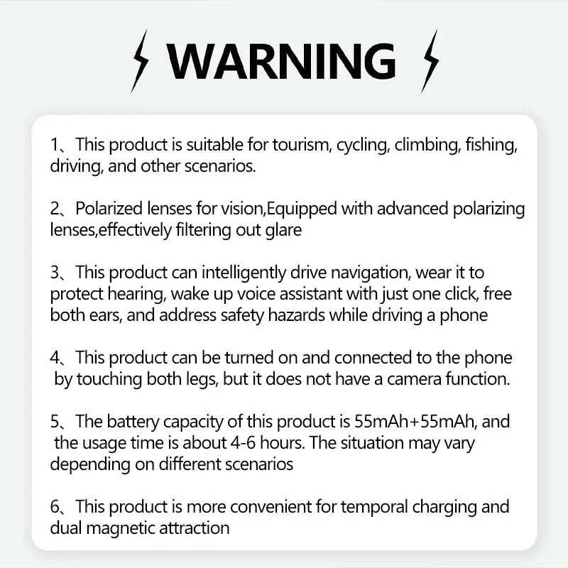 Smart AI Multi-Functional Bluetooth Audio Glasses, Wireless Smart Glasses, Wearable Smart Glasses - 500MP HD Camera & 1080P Video Recording Function - with Image Recognition, Language Translation - Dual-Mode Bluetooth & Wi-Fi Connectivity