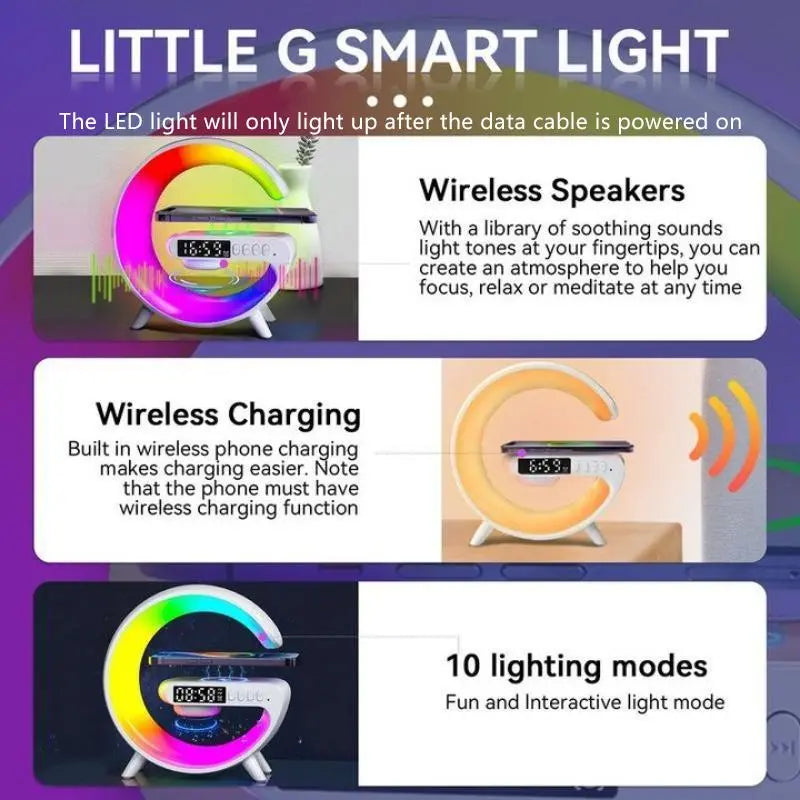 Multifunctional Wireless Charging Holder with Ambient Lighting and Alarm Clock - Creative Magnetic Speaker for Office, Bedroom, and Dormitory, Ideal Gift for Valentine's Day and Holidays