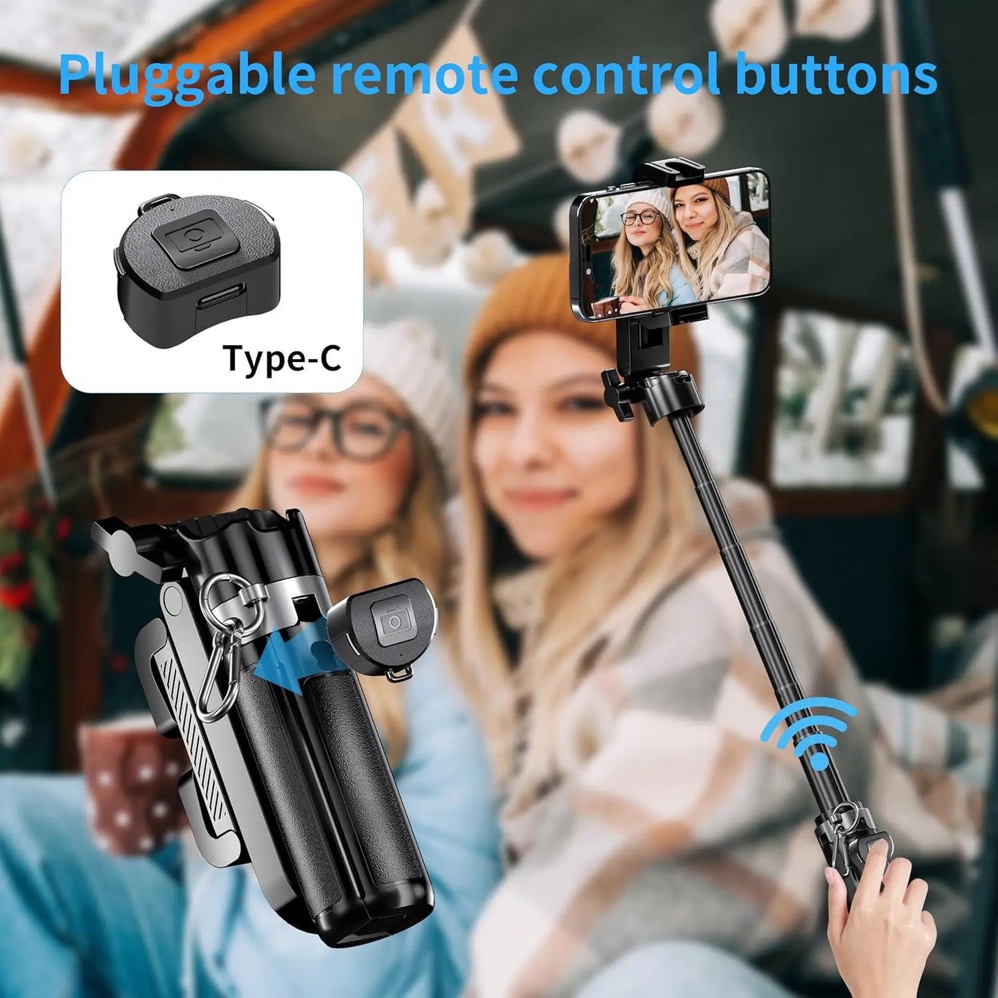 2026 5-in-1 Mini Wireless Selfie Stick - 360° Rotatable, Compact Design, Bluetooth-Controlled, 21.2-Inch Telescopic, Versatile Handheld Stabilizer, Phone Stand, and Tripod for Mobile Vlogging by Summerwins