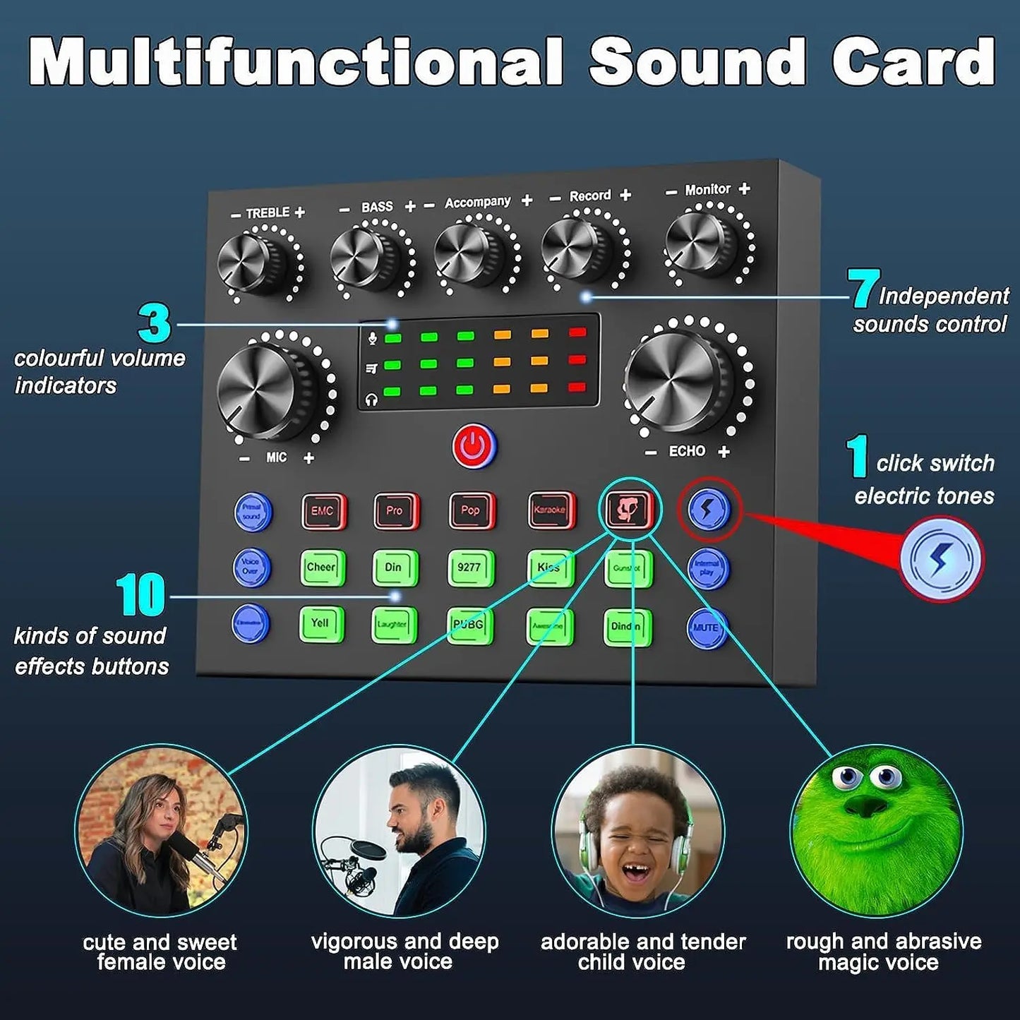 Safring Podcast Equipment Bundle, BM800 Podcast Usb Rechargeable Microphone Bundle with V8S Voice Change#R, Condenser Microphone Recording Studio Package for Podcasting Live Streaming Singing Tiktok Youtube Dynamic Mic Sound Card Desk Clamp #Summervibes
