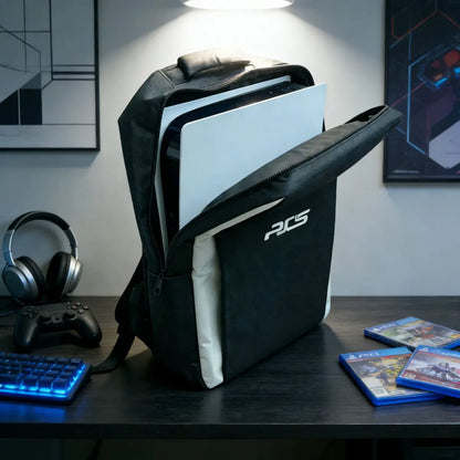 For Ps5 Travel Backpack for Console and Accessories, Compatible with Ps5/Ps5 Slim/Ps5 Pro, Large Capacity Storage for Console, Dual Controllers, Discs, and Headphones