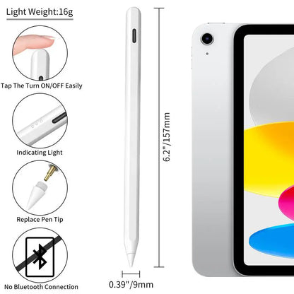 Stylus Pen for iPad (6th-11th Generation) - Active Pencil Compatible with 2018-2025 iPad Pro (11"/12.9"/M4), iPad Air (3/4/5/M2/M3/M4), and iPad Mini (5/6/7) - Ideal Father's Day Gift