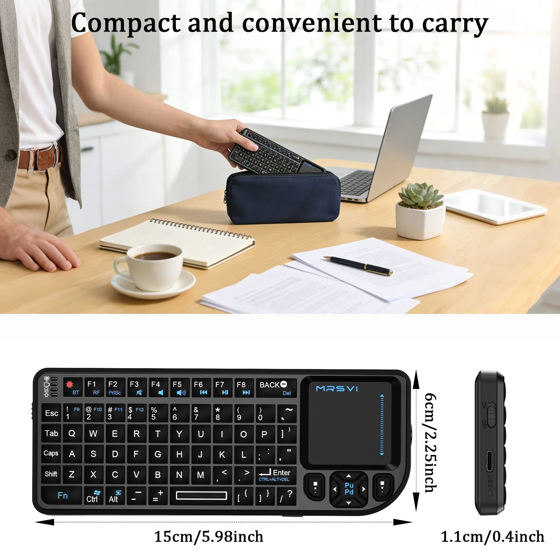 Compact Mini Bluetooth-Compatible Wireless Keyboard with Integrated Touchpad and RGB Backlight for Smart Tvs, Mac, Windows, Tablets and Projectors