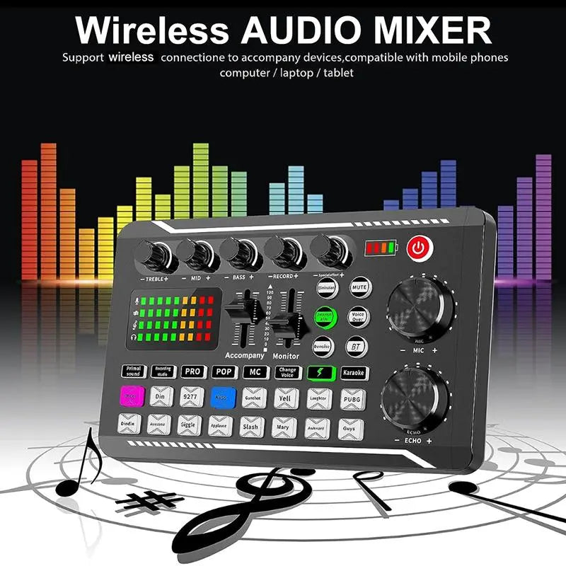 Professional Live Sound Card Audio Interface with DJ Mixer Effects and Voice Changer for Podcast Production and Streaming (Not Compatible with XBOX)