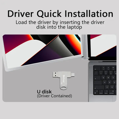 Dual-Screen Laptop Extender, [M1/M2/M3/Windows] [Connects with Just One Cable], Laptop Display Extender for Mac/Windows, 1080P | FHD IPS | Ultra-Thin Bezel, Type-C/Usb Powered, S400 Gray.