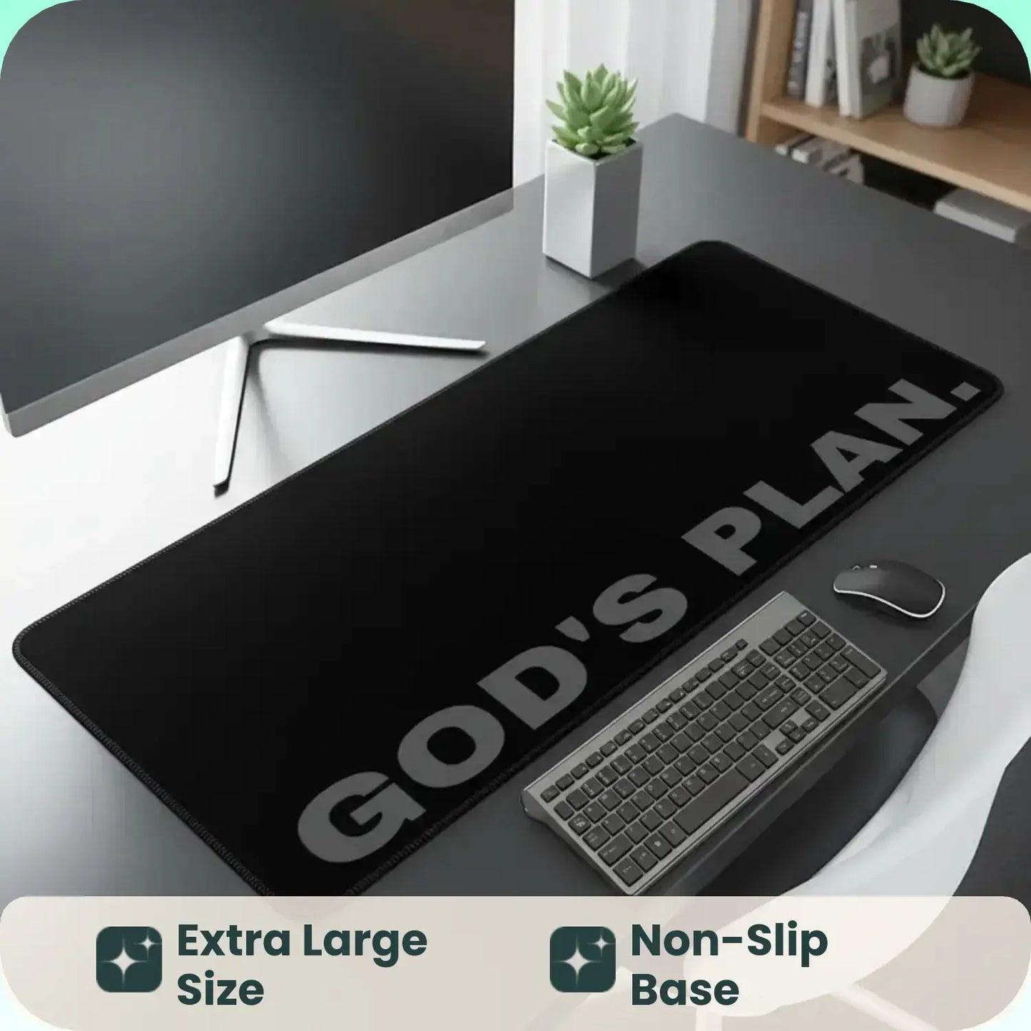 Black God'S Plan Design Extra Large Gaming Mouse Pad,Aesthetic Desktop Drotection Pad,Washable Rubber Pad Non-Slip Lock Edge Multi-Size Mouse Pad Suitable for Home Office,Good Gift for Family and Friends, Extended Mousepad, Desktop Accessory