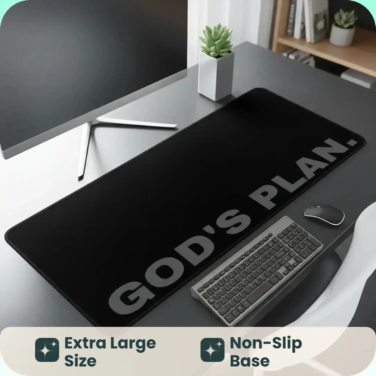 Black God'S Plan Design Extra Large Gaming Mouse Pad,Aesthetic Desktop Drotection Pad,Washable Rubber Pad Non-Slip Lock Edge Multi-Size Mouse Pad Suitable for Home Office,Good Gift for Family and Friends, Extended Mousepad, Desktop Accessory
