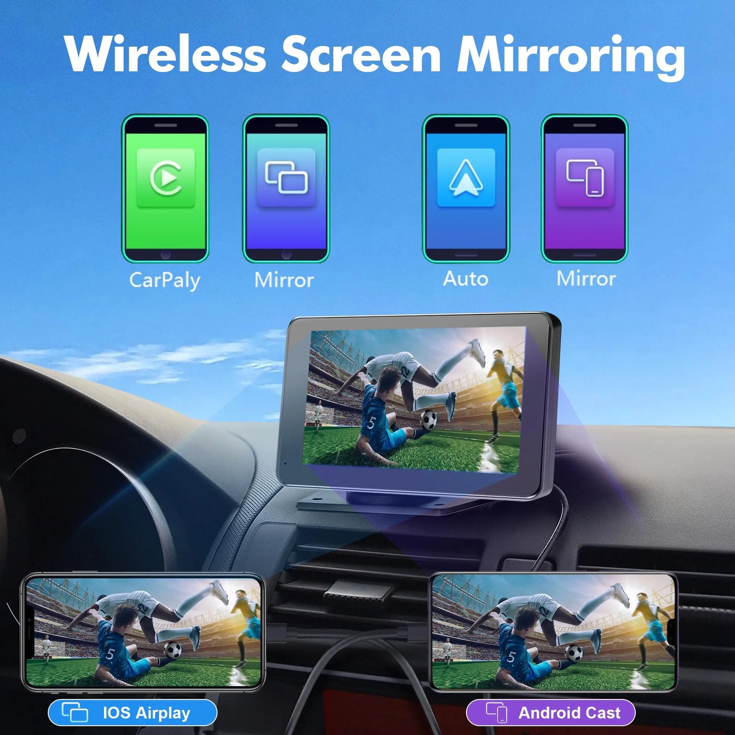 PASLDA 2026 Father's Day Gift - Enhanced Wireless CarPlay Screen for Android and iPhone: The Premier Portable CarPlay Adapter for Effortless In-Car Entertainment