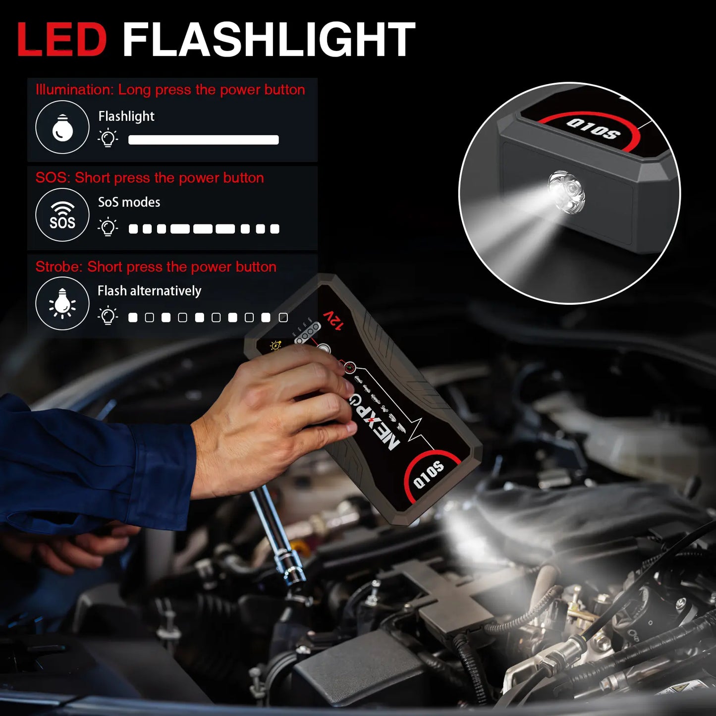 NEXPOW 2026 Enhanced Car Jump Starter - 3000A Peak Performance for 9.0L Gas and 7.0L Diesel Engines - Portable Lithium Battery Pack with USB QC3.0 and Jumper Cables