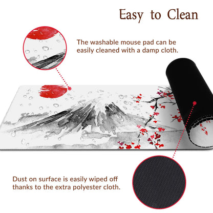 Cherry Blossom Design Rectangular Mouse Pad with Non-Slip Rubber Base, Washable for Office, Work, and Gaming Use