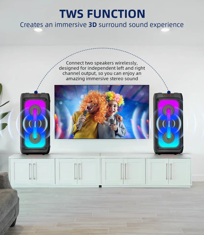 Professional Karaoke Machine with Portable Bluetooth Speaker, Dual Wireless Microphones, and Integrated Disco Lights - Perfect for Parties and Outdoor Events, Ideal Gift for Music Enthusiasts and Families