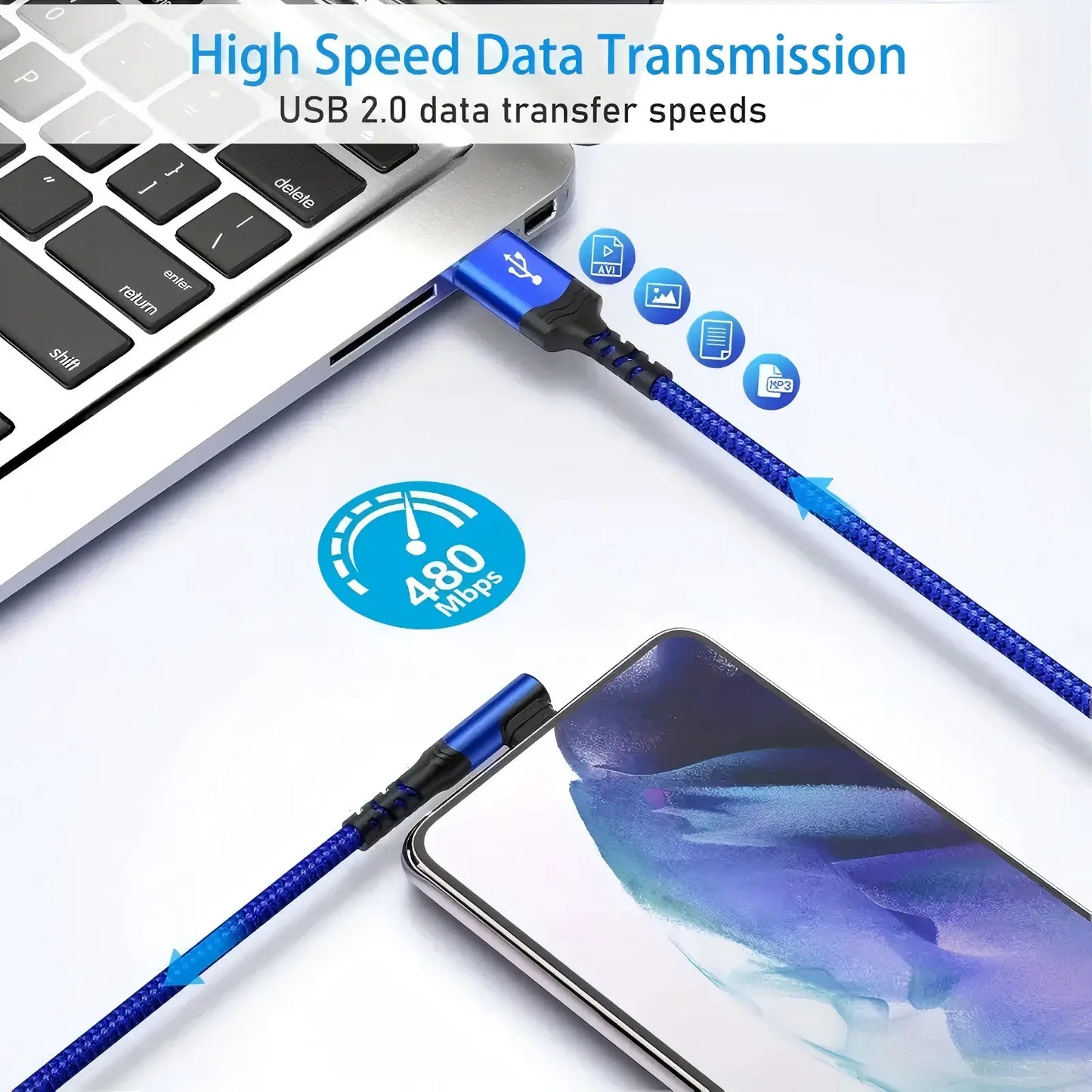 USB C Cable 90 Degrees, USB a to USB C Right Angle Nylon Braided Fast Charging Cable for Iphone 16 Pro Max, Ipad Air6, Huawei, Oppo, Xiaomi