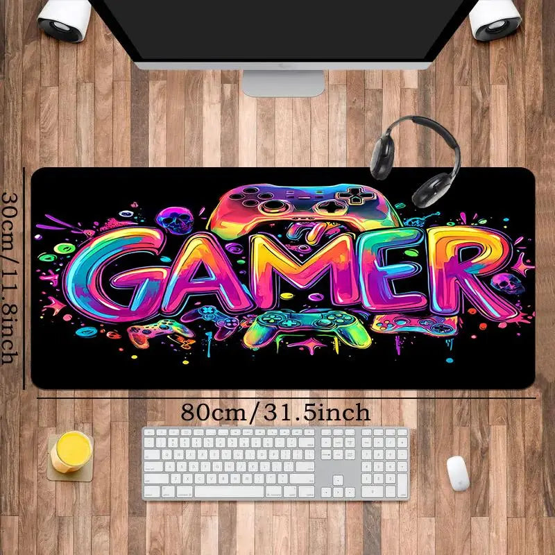 Large UV Reactive Gaming Mouse Pad - Thickened Non-Slip Rubber for E-Sports and Gaming Room Accessories