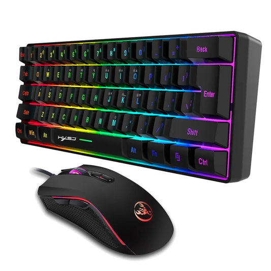 Gaming Keyboard & Mouse Combo - 61 Keys, Compact RGB Wired Keyboard Mouse, Ergonomic Design RGB Backlight Keyboard for PS4, Xbox, PC, Laptop, Mac, Mini, Keyboard, Gaming Setup Accessories