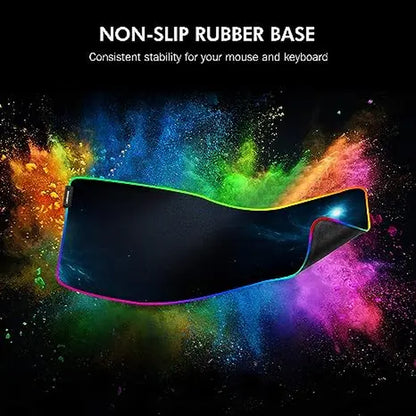 LUXCOMS RGB Soft Gaming Mouse Pad Large, Oversized Glowing Led Extended Mousepad ， Computer Keyboard Pad Mat，31.5X 11.8In