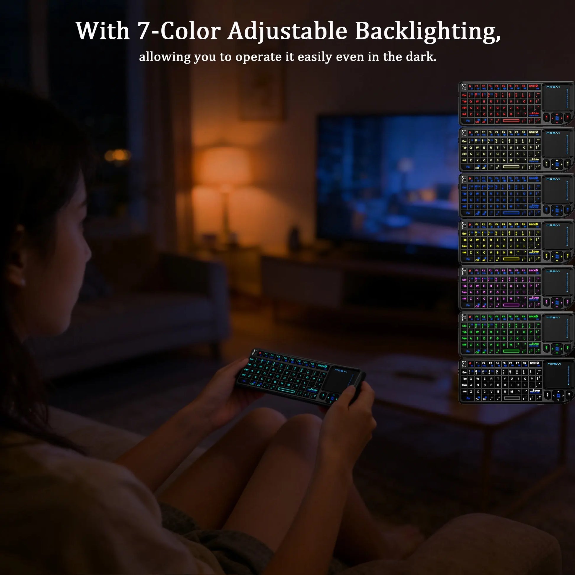Compact Mini Bluetooth-Compatible Wireless Keyboard with Integrated Touchpad and RGB Backlight for Smart Tvs, Mac, Windows, Tablets and Projectors