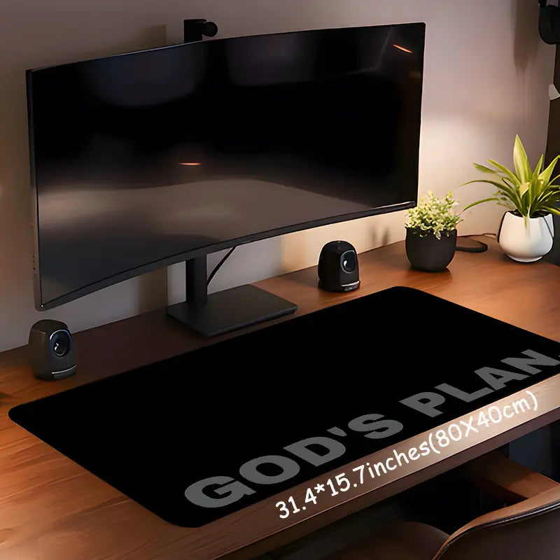 Black God'S Plan Design Extra Large Gaming Mouse Pad,Aesthetic Desktop Drotection Pad,Washable Rubber Pad Non-Slip Lock Edge Multi-Size Mouse Pad Suitable for Home Office,Good Gift for Family and Friends, Extended Mousepad, Desktop Accessory