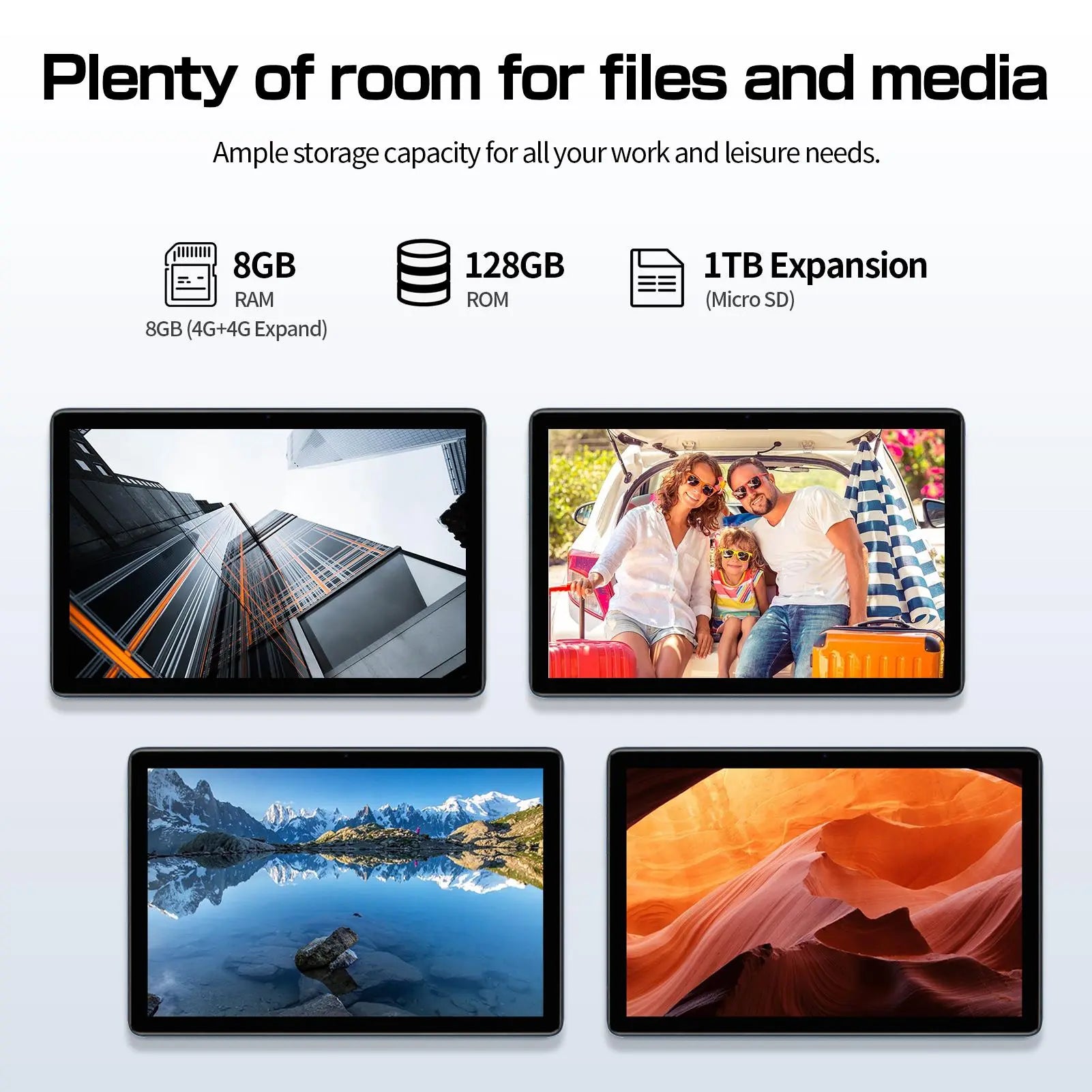 10.1-Inch Android 14 Tablet with HD Display, 128GB Storage, Dual Channel Speakers, Dual Cameras, and Dual Band WiFi for Enhanced Entertainment and Productivity