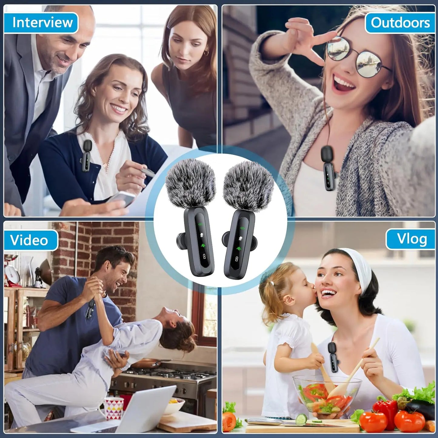 HITOZON Professional Wireless Lavalier Microphone - Rechargeable Omnidirectional Lapel Mic with Lightning Connector, Built-In Li-Ion Battery, Multi-Device Compatibility, Manufacturer Warranty for iPhone, Android, and Cameras, Plug-and-Play Design for Video Recording
