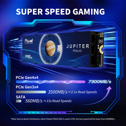 FIKWOT Internal Gaming SSD - M.2 2280 PCIe Gen 4x4 NVMe 3D NAND with High-Conductivity Graphite Heatsink, Available in 500GB, 1TB, 2TB, and 4TB, Up to 7300MB/s Read Speed, PS5-Compatible for Laptops and Desktops