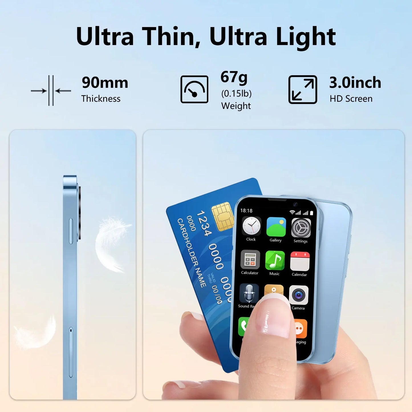 BLKE Mini Phone 3.0 Inch HD Touchscreen Kids' Toy Cellphone GPS Portable Lightweight Android Android System 3MP+5MP Dual Camera Setup Perfect Gift for Kids Learning Notes to Use 5V/1A Adapters Only 2.4Ghz Wifi Supported, No SIM Support Tiktokshopspringglo