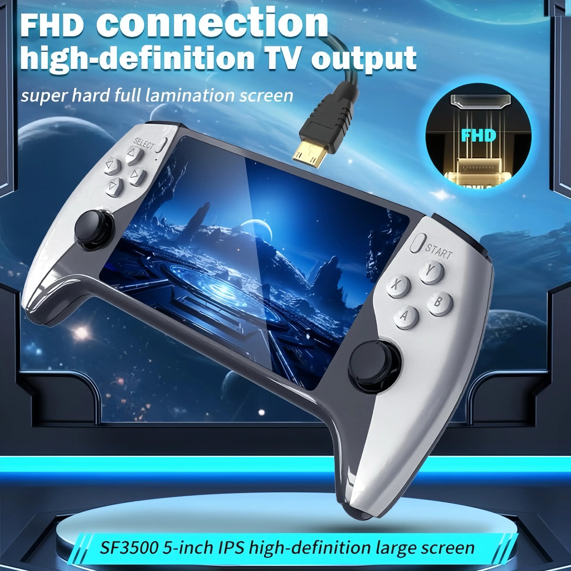 Portable Retro Handheld Game Console - Enhanced Performance with Over 20,000 Built-In Games, 5.5-Inch HD IPS Screen, TV Connectivity, 14+ Emulators, and 5-Hour Battery Life