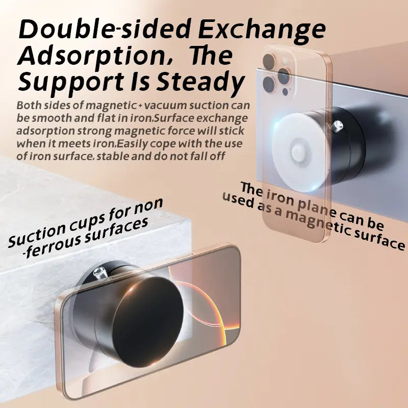 Upgraded 360° Adjustable Vacuum Magnetic Suction Phone Holder for Car, Gym, and Smooth Surfaces - Compatible with iPhone 16/15/14/13/12 Series