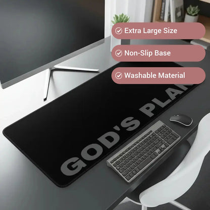 Black God'S Plan Design Extra Large Gaming Mouse Pad,Aesthetic Desktop Drotection Pad,Washable Rubber Pad Non-Slip Lock Edge Multi-Size Mouse Pad Suitable for Home Office,Good Gift for Family and Friends, Extended Mousepad, Desktop Accessory
