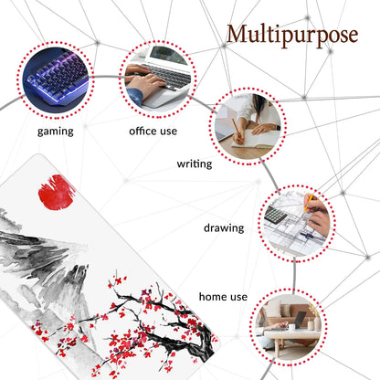 Cherry Blossom Design Rectangular Mouse Pad with Non-Slip Rubber Base, Washable for Office, Work, and Gaming Use