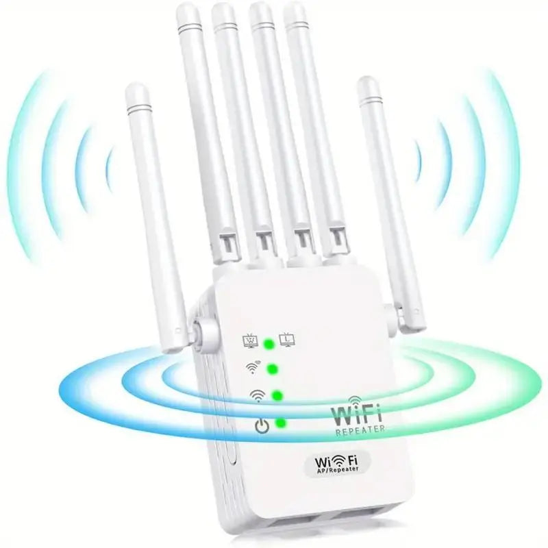 MUNBYN 2026 WiFi Range Extender - 1200Mbps Dual Band Repeater (5GHz/2.4GHz) WiFi Booster, Coverage Up to 10,000 Sq.Ft, Supports 50 Devices, Includes Ethernet Port for Home Use