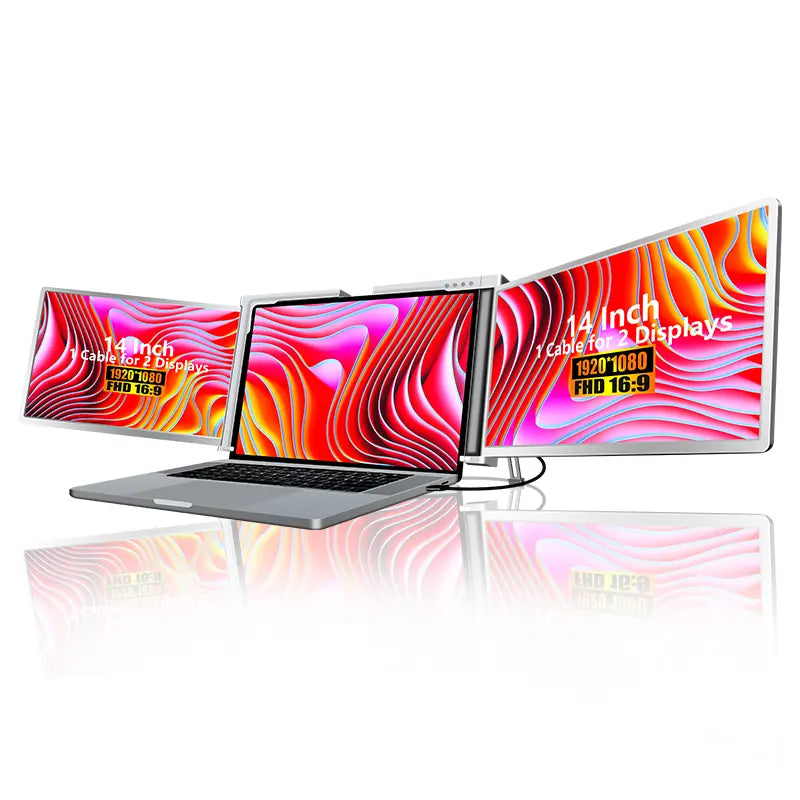 Dual-Screen Laptop Extender, [M1/M2/M3/Windows] [Connects with Just One Cable], Laptop Display Extender for Mac/Windows, 1080P | FHD IPS | Ultra-Thin Bezel, Type-C/Usb Powered, S400 Gray.