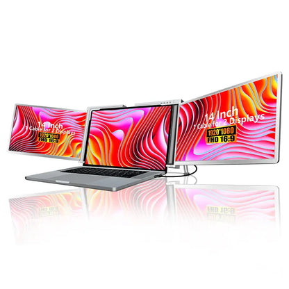 Dual-Screen Laptop Extender, [M1/M2/M3/Windows] [Connects with Just One Cable], Laptop Display Extender for Mac/Windows, 1080P | FHD IPS | Ultra-Thin Bezel, Type-C/Usb Powered, S400 Gray.