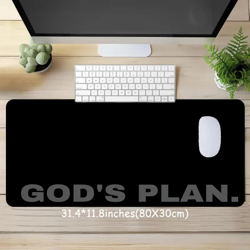 Black God'S Plan Design Extra Large Gaming Mouse Pad,Aesthetic Desktop Drotection Pad,Washable Rubber Pad Non-Slip Lock Edge Multi-Size Mouse Pad Suitable for Home Office,Good Gift for Family and Friends, Extended Mousepad, Desktop Accessory
