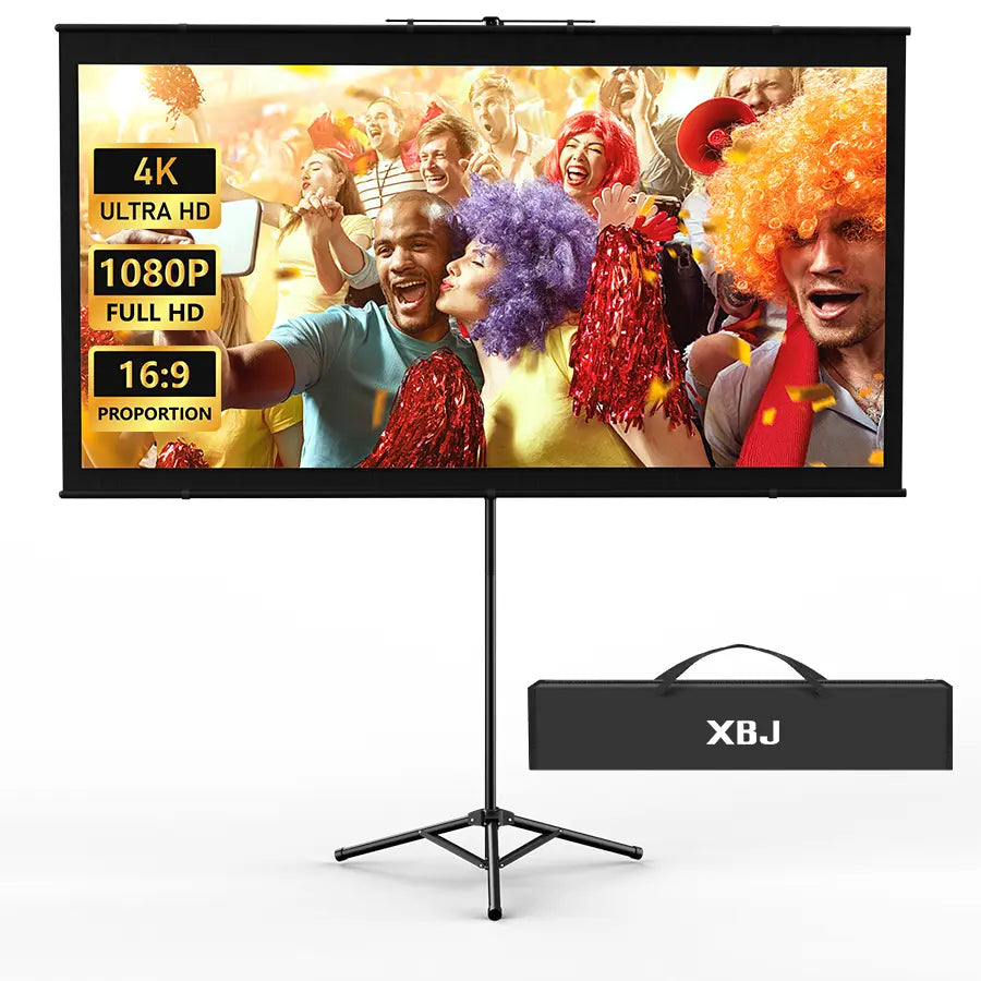 Portable 100-Inch 4K Projection Screen with Stand for Outdoor and Indoor Use, 16:9 HD Format