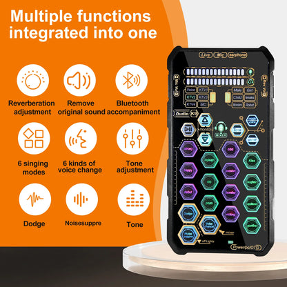HOSABELY SK9 Wired Compact Handheld Live Sound Card Set – Portable Audio Interface with Microphone Connectivity for PS5, PC, Android, and iPhone Streaming
