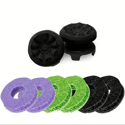 Precision Rings Thumbstick Aim Enhancement Kit for PlayStation 5 Controllers | Purple-Black Silicone Rubber Thumbsticks | 6-Piece Joystick Precision Rings for FPS Gaming