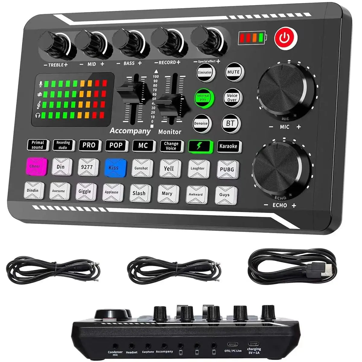 Professional Live Sound Card Audio Interface with DJ Mixer Effects and Voice Changer for Podcast Production and Streaming (Not Compatible with XBOX)